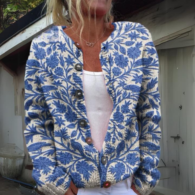 Elara™ - Cárdigan de punto con botones de flores silvestres