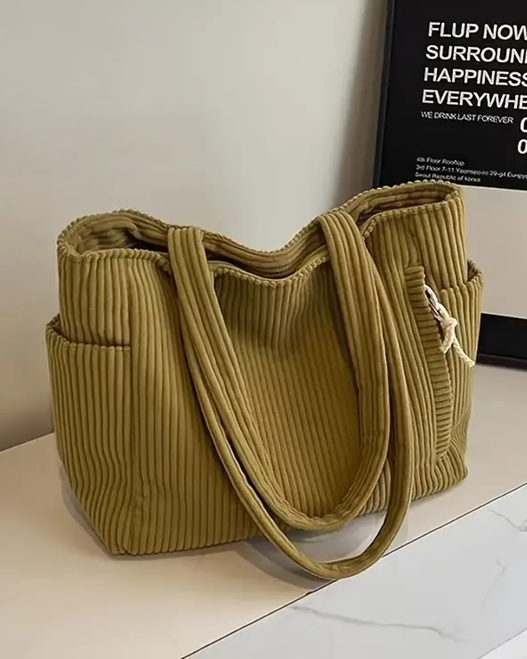 Trina – Bolso tote acanalado con detalle de cordón