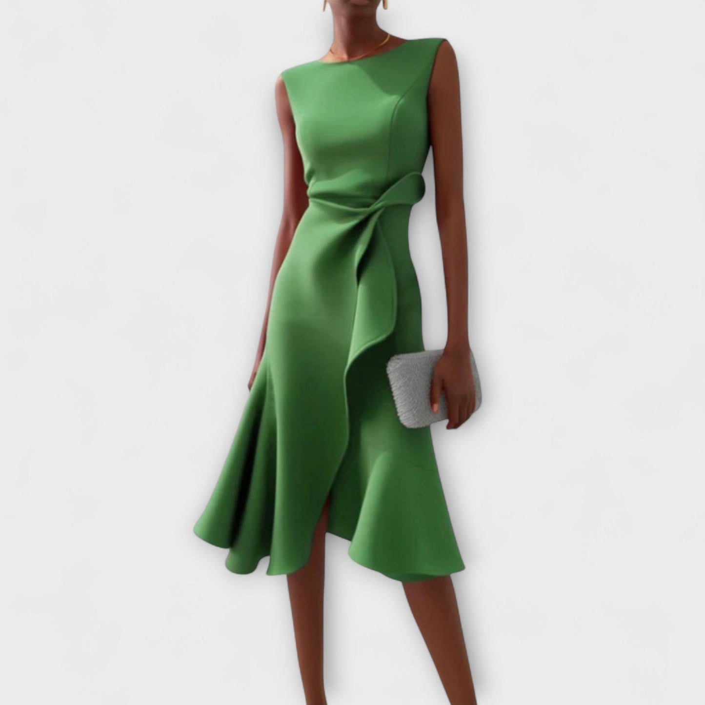 Juliette – Vestido midi drapeado asimétrico