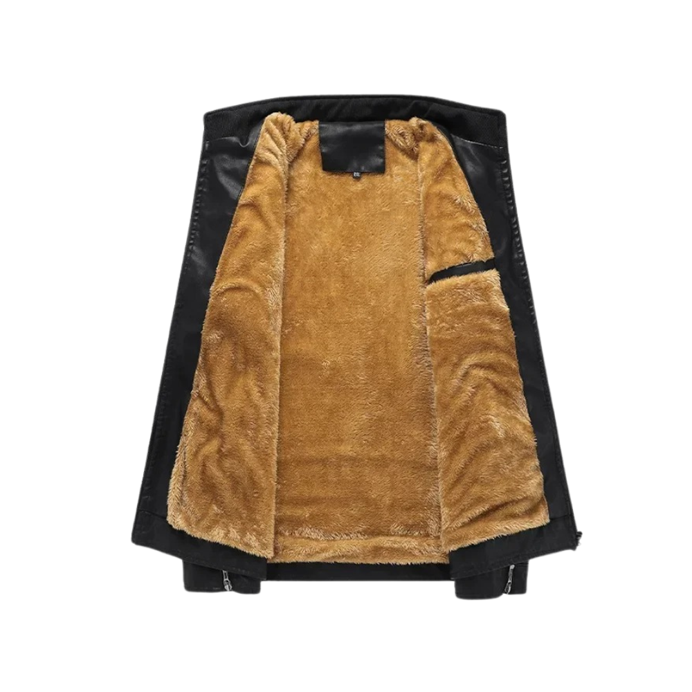 Chaqueta de cuero retro con forro polar