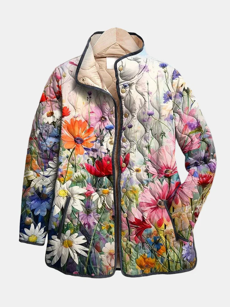Kaia | Encantadora chaqueta acolchada con estampado floral vintage
