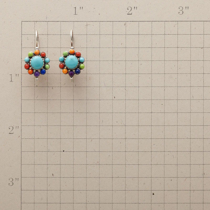 Pendientes de aro turquesa multicolor