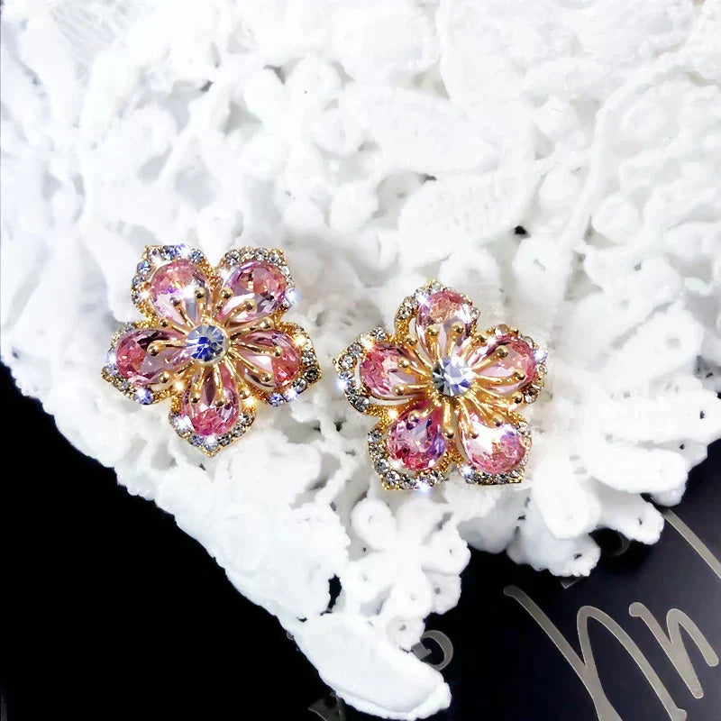 Pendientes de circonitas multicolor en plata