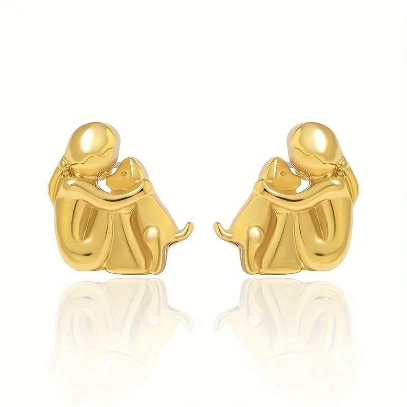 Pendientes de abrazo bicolor de plata y oro