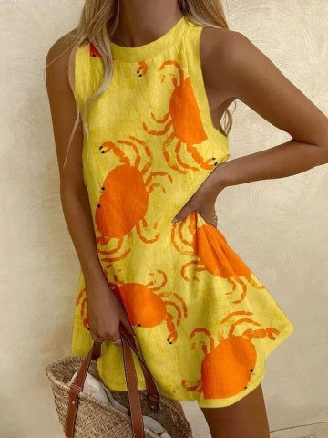 Orvienne™ | Minivestido con estampado de cangrejo