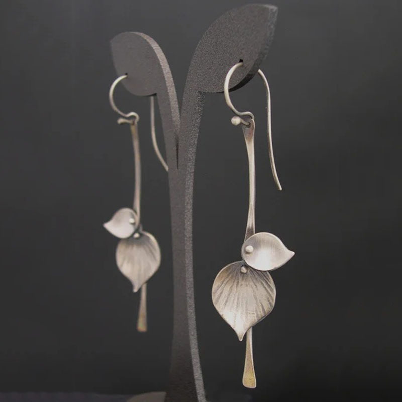 Pendientes vintage de hoja de plata
