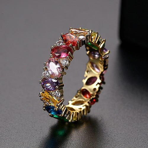 Anillo vintage de circonitas coloridas