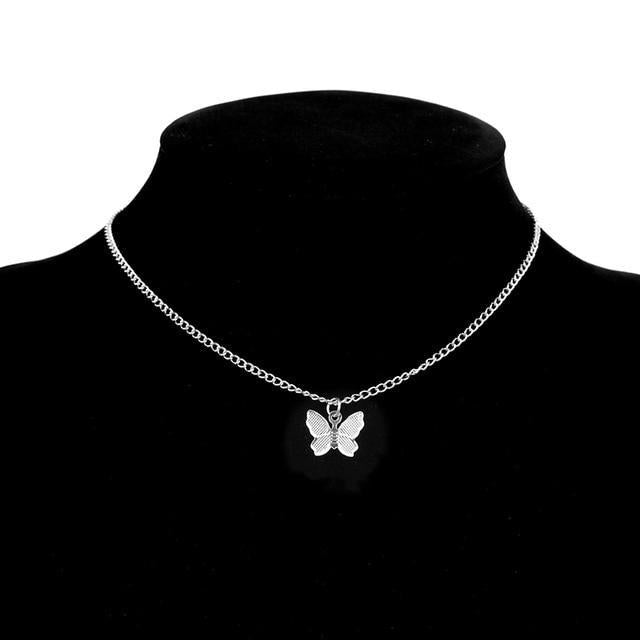 Collar de mariposa bañado en plata y oro
