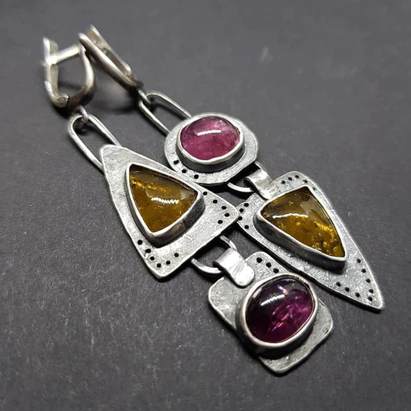 Pendientes geométricos triangulares vintage 