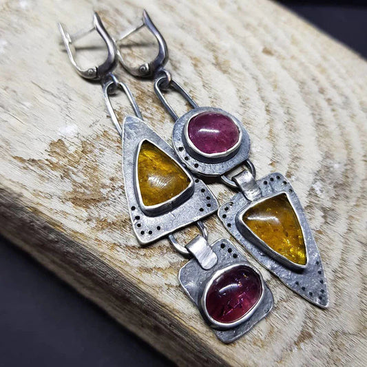 Pendientes geométricos triangulares vintage 