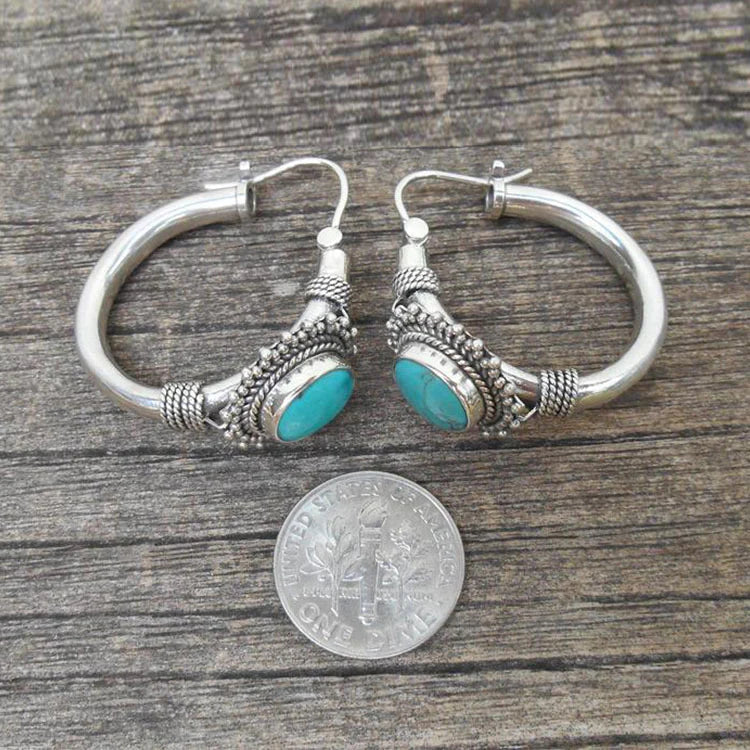 Pendientes retro elegantes de turquesa 