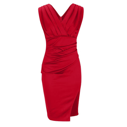 Florine | Vestido ajustado con escote en V y abertura