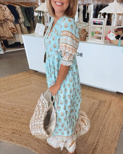 Maya | Vestido floral con cuello en V 
