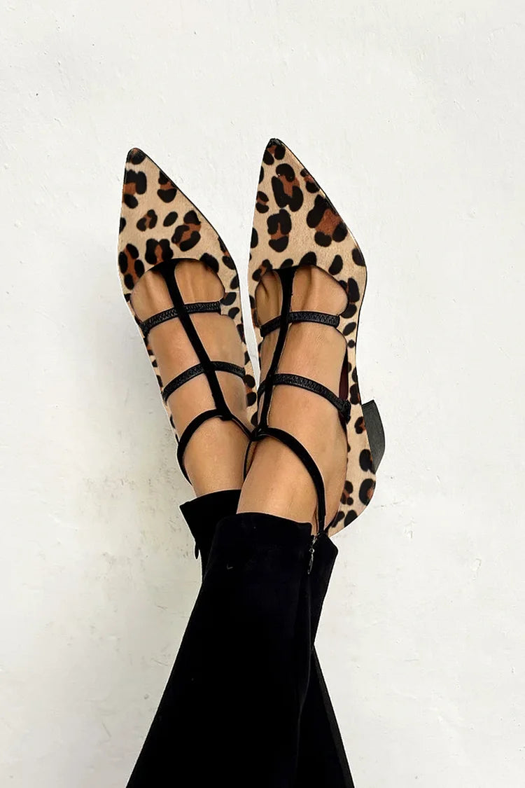 Ludovica™ | Bailarinas con estampado animal y tiras finas