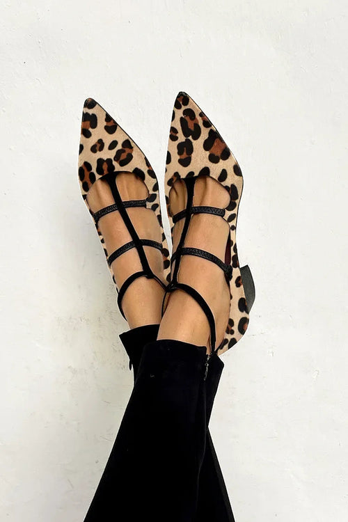 Ludovica™ | Bailarinas con estampado animal y tiras finas