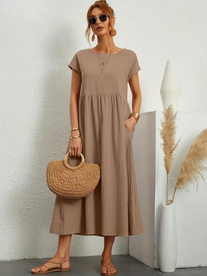 Ruby™ | Vestido elegante y esencial de algodón y lino