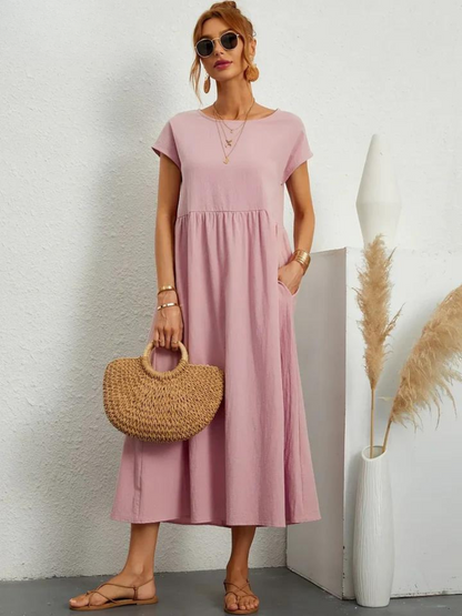 Ruby™ | Vestido elegante y esencial de algodón y lino