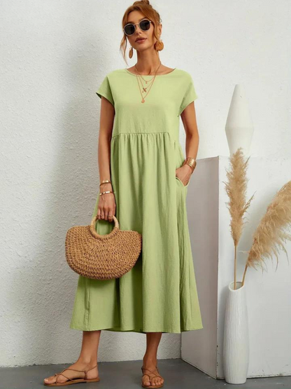Ruby™ | Vestido elegante y esencial de algodón y lino