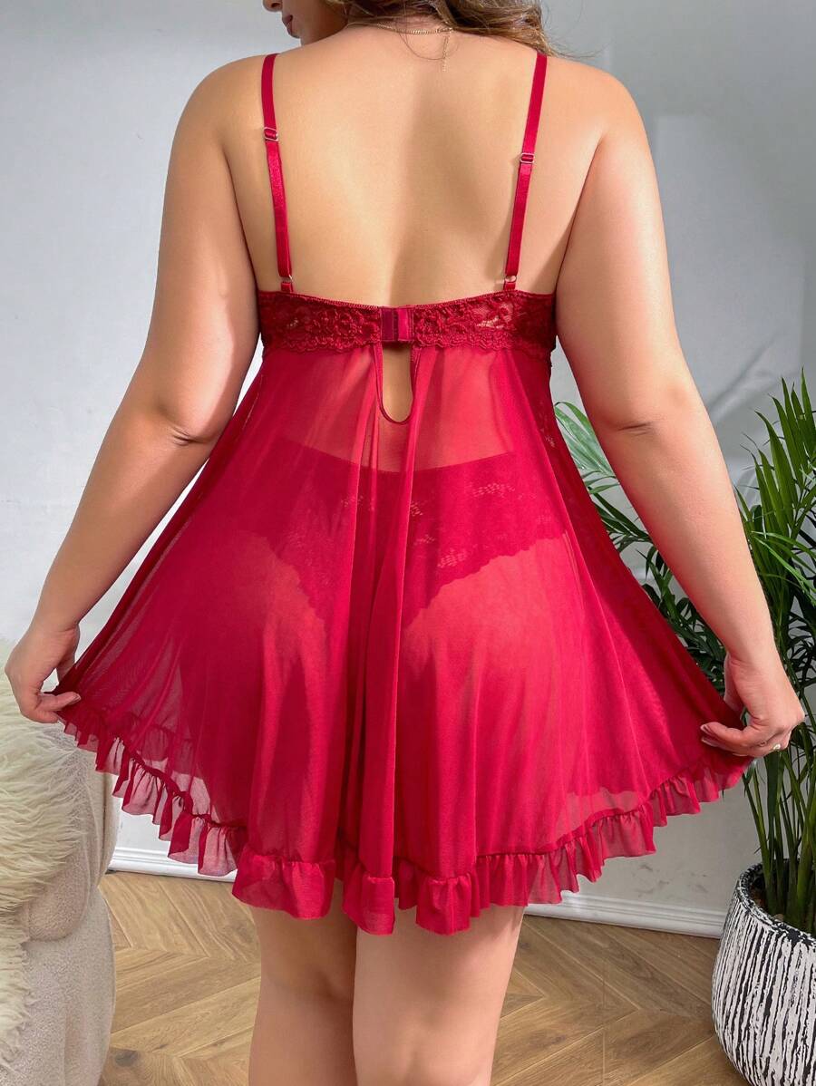 Ruby™ | Vestido babydoll de encaje transparente 