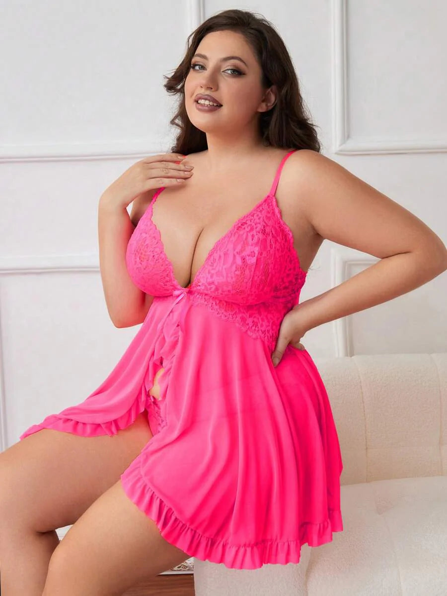 Ruby™ | Vestido babydoll de encaje transparente 