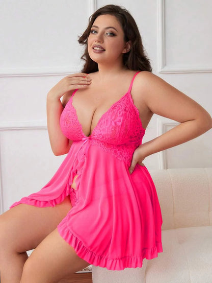 Ruby™ | Vestido babydoll de encaje transparente 