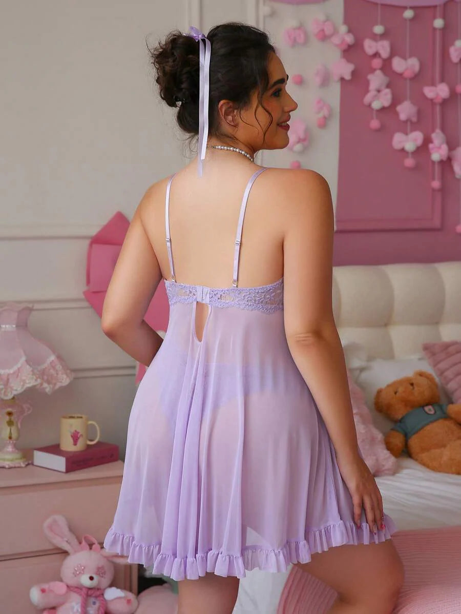 Ruby™ | Vestido babydoll de encaje transparente 
