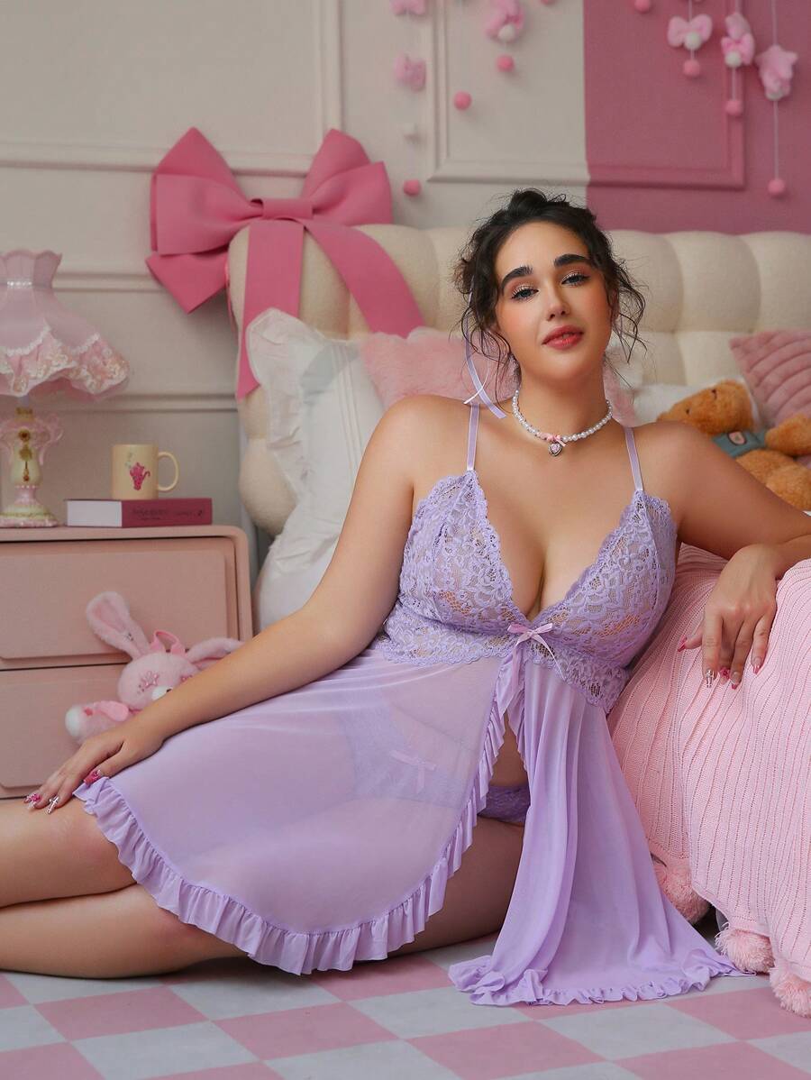 Ruby™ | Vestido babydoll de encaje transparente 