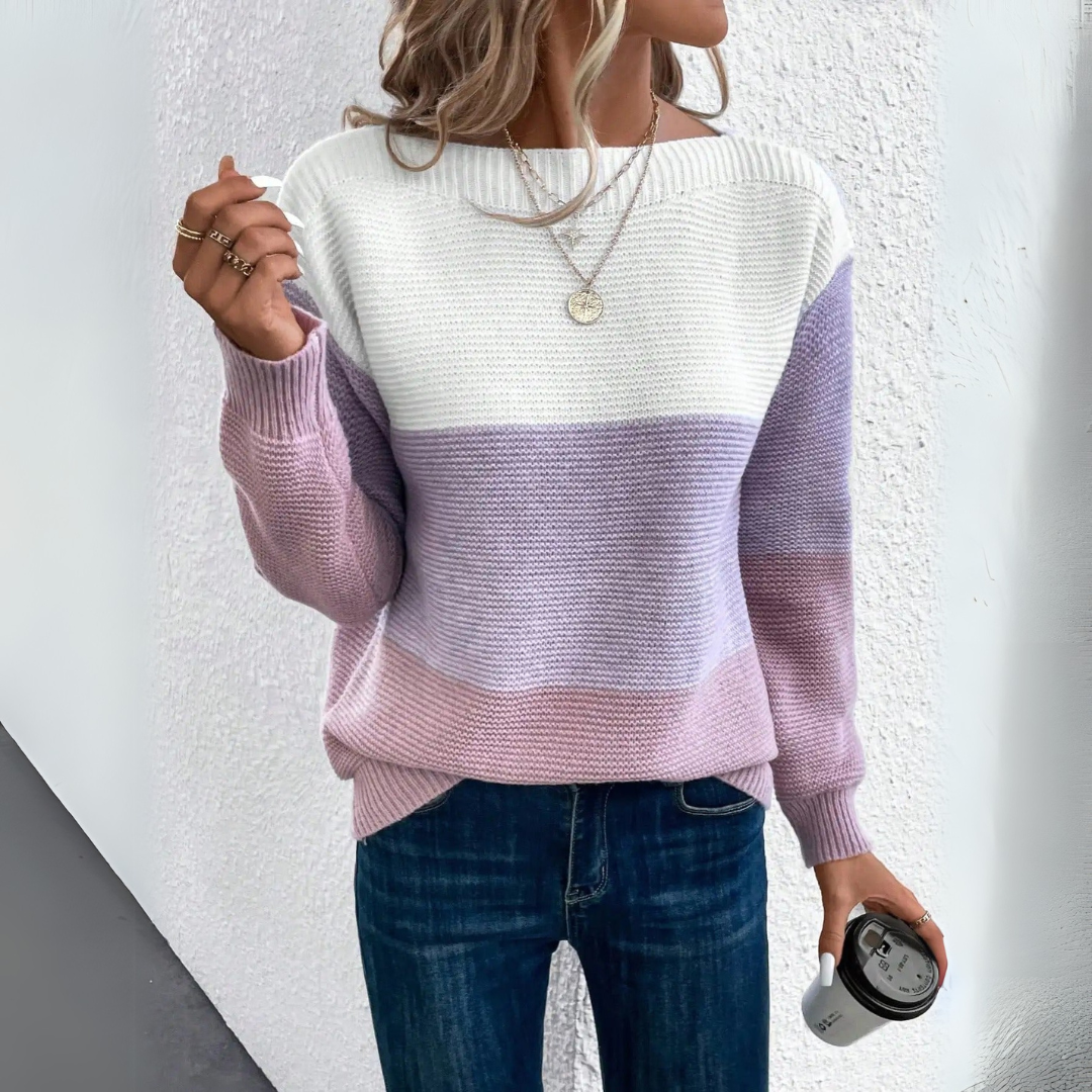 Sophia™ - Suéter de punto elegante de tres tonos