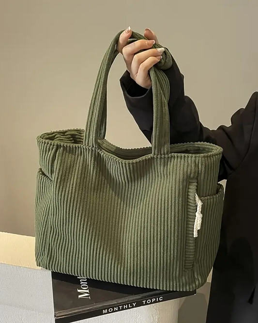 Trina – Bolso tote acanalado con detalle de cordón