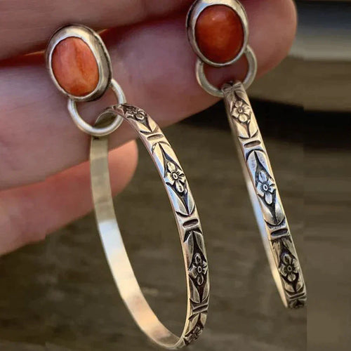 Pendientes bohemios vintage de ónix 
