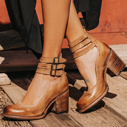 Sophia™ | Tacón de bloque de piel vintage