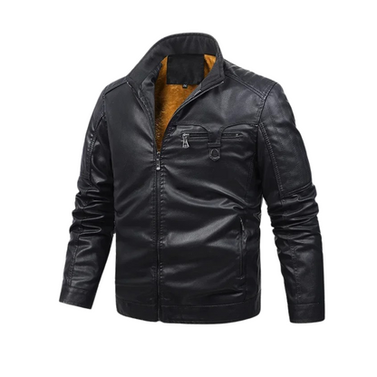 Chaqueta de cuero retro con forro polar