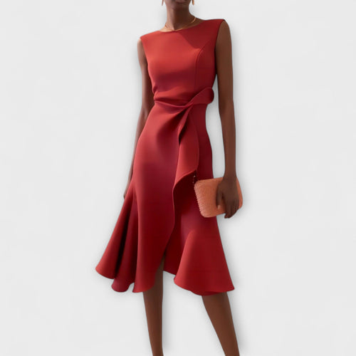 Juliette – Vestido midi drapeado asimétrico