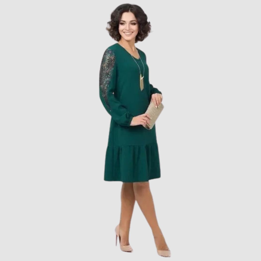 Lowqui | Vestido midi con mangas de encaje 