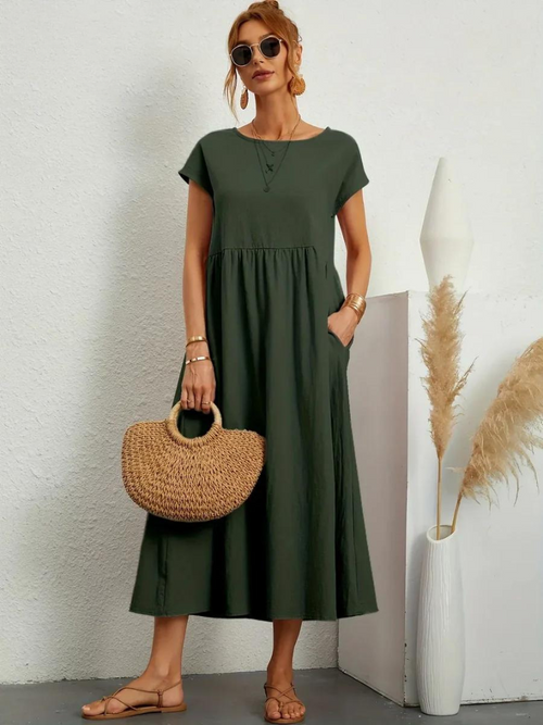 Ruby™ | Vestido elegante y esencial de algodón y lino