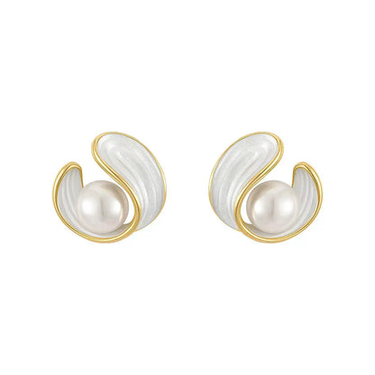 Pendientes de lujo de ópalo blanco con perlas en oro