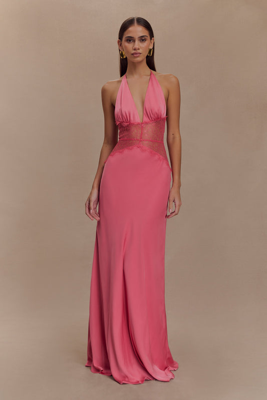 Kalira™ | Vestido largo de encaje satinado