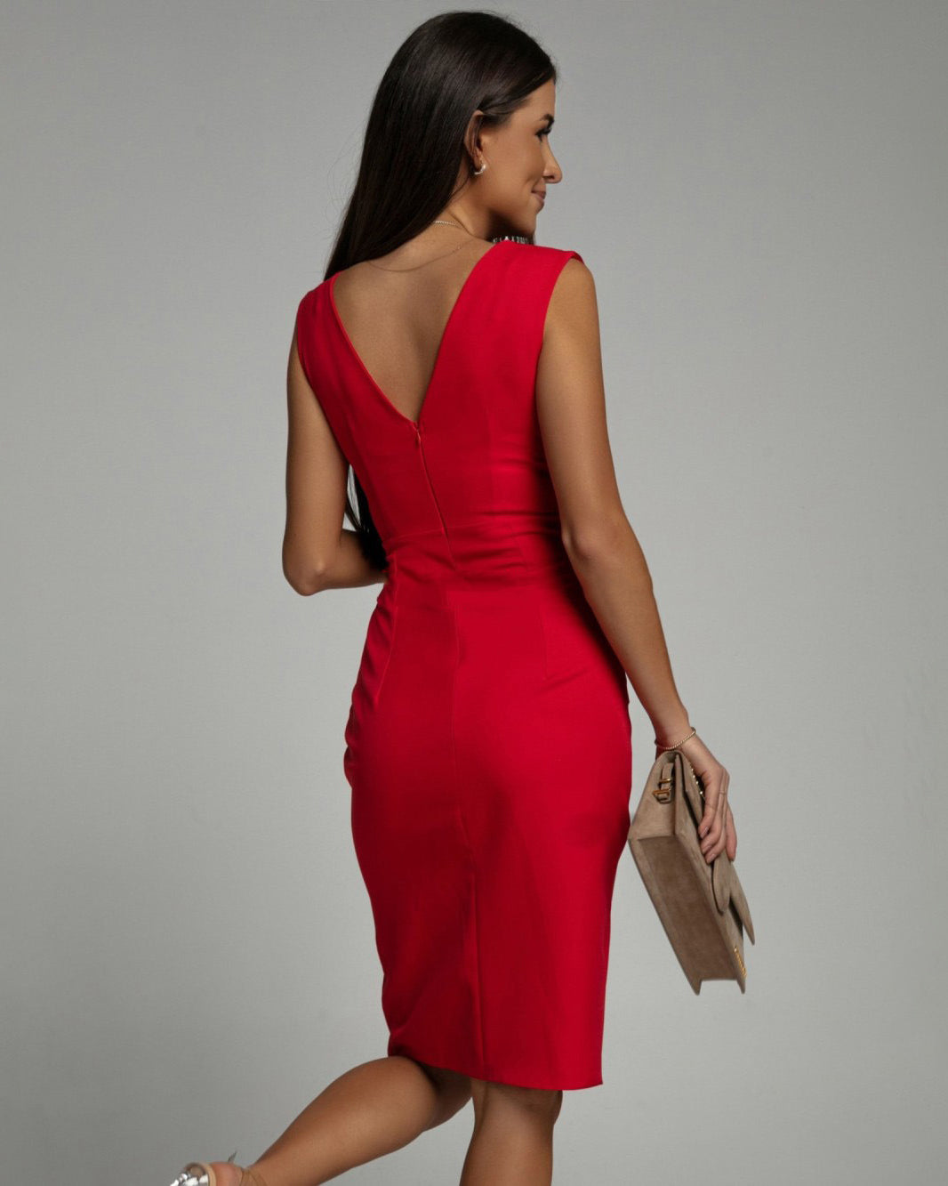 Florine | Vestido ajustado con escote en V y abertura