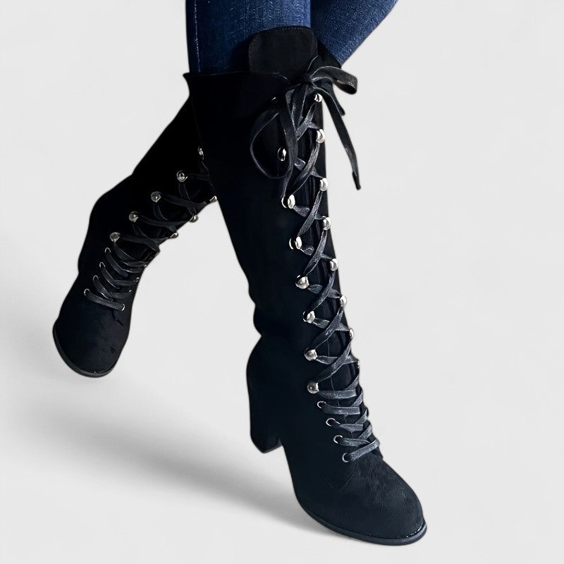 Mari | Botas altas de terciopelo elegante