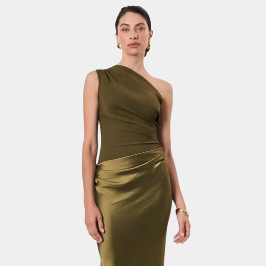 Aeida | Vestido largo de satén con un solo hombro