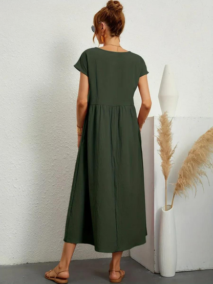 Ruby™ | Vestido elegante y esencial de algodón y lino