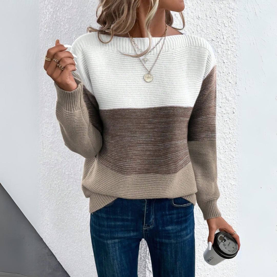 Sophia™ - Suéter de punto elegante de tres tonos
