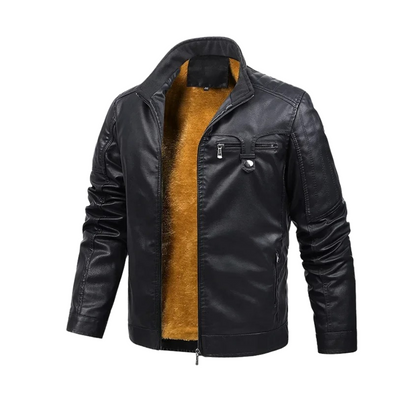 Chaqueta de cuero retro con forro polar