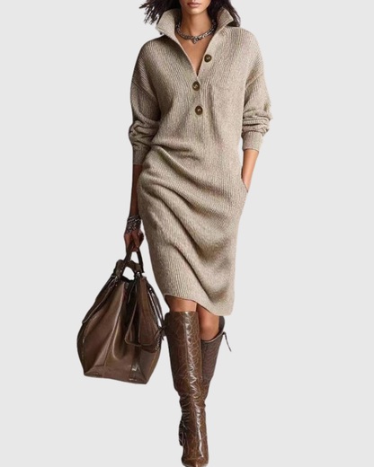 Ariell | Vestido midi de punto de invierno de pura lana