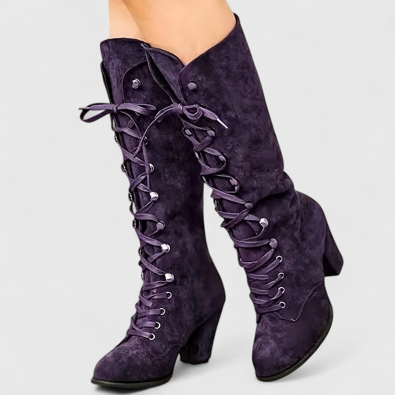 Mari | Botas altas de terciopelo elegante