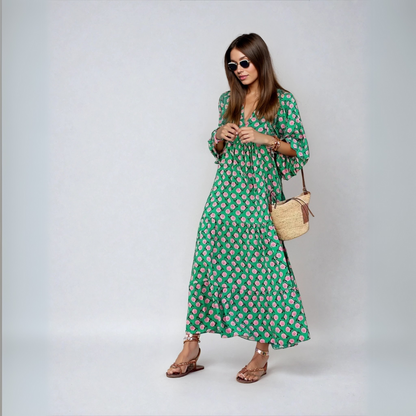 Ely | Vestido largo bohemio de algodón