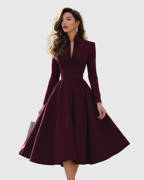 Aveina | Vestido midi con cuello en V