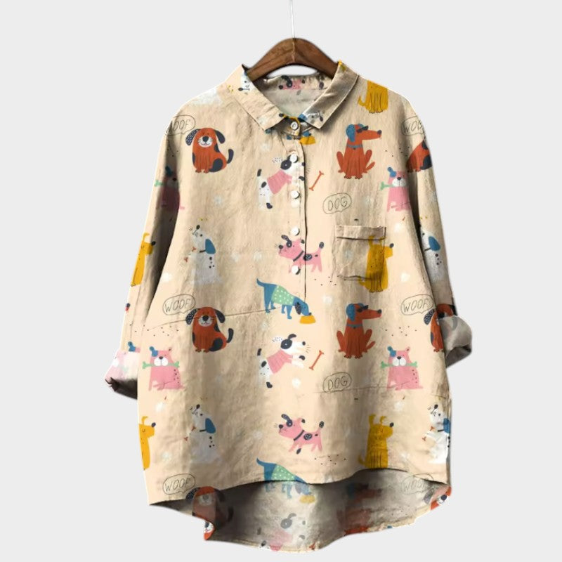 Mia | Blusa oversize con estampado de perro y comodidad para el día a día para un estilo alegre 