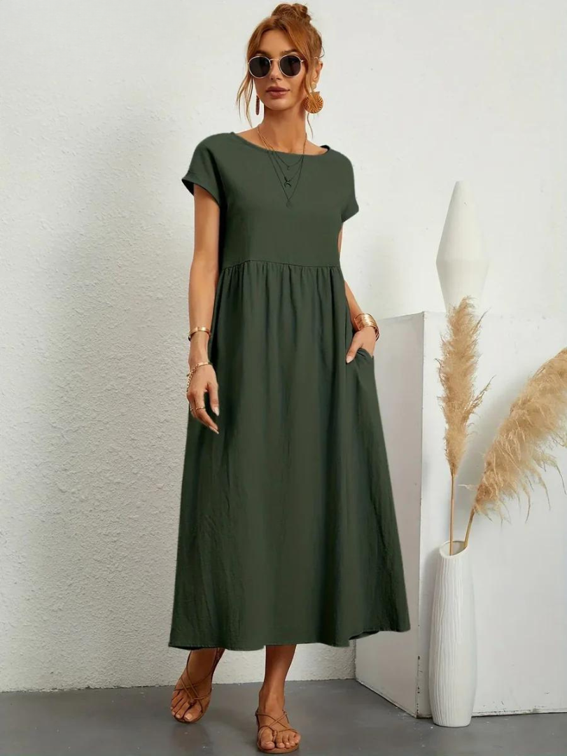 Ruby™ | Vestido elegante y esencial de algodón y lino