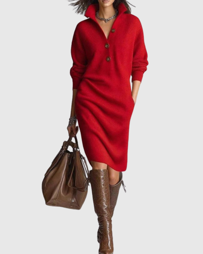 Ariell | Vestido midi de punto de invierno de pura lana